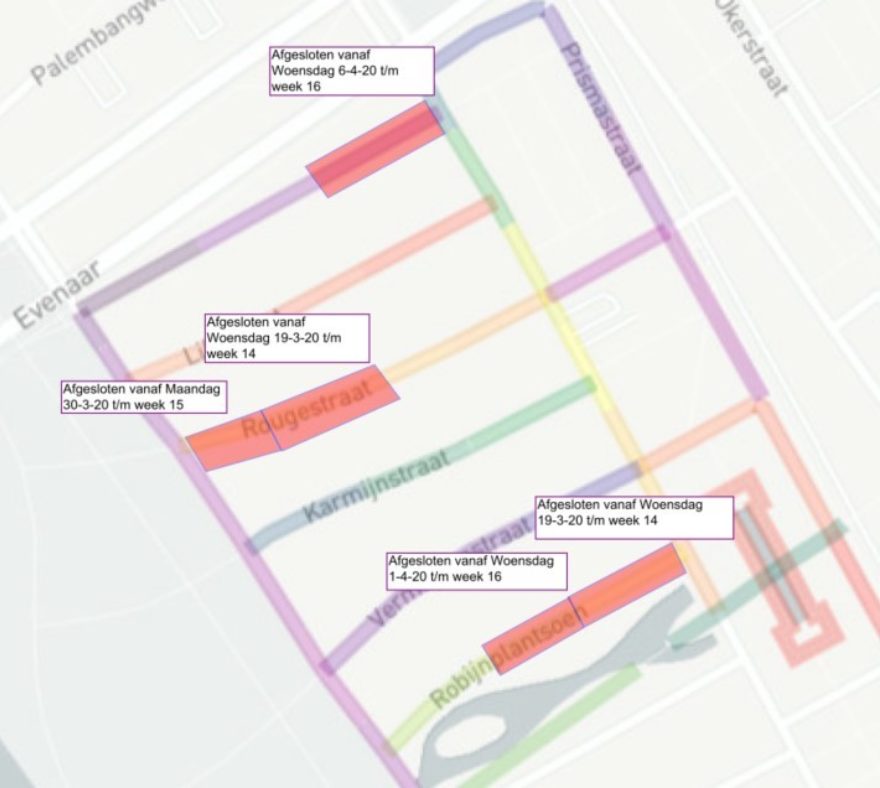 Werkzaamheden vanaf maandag 30 maart 2020